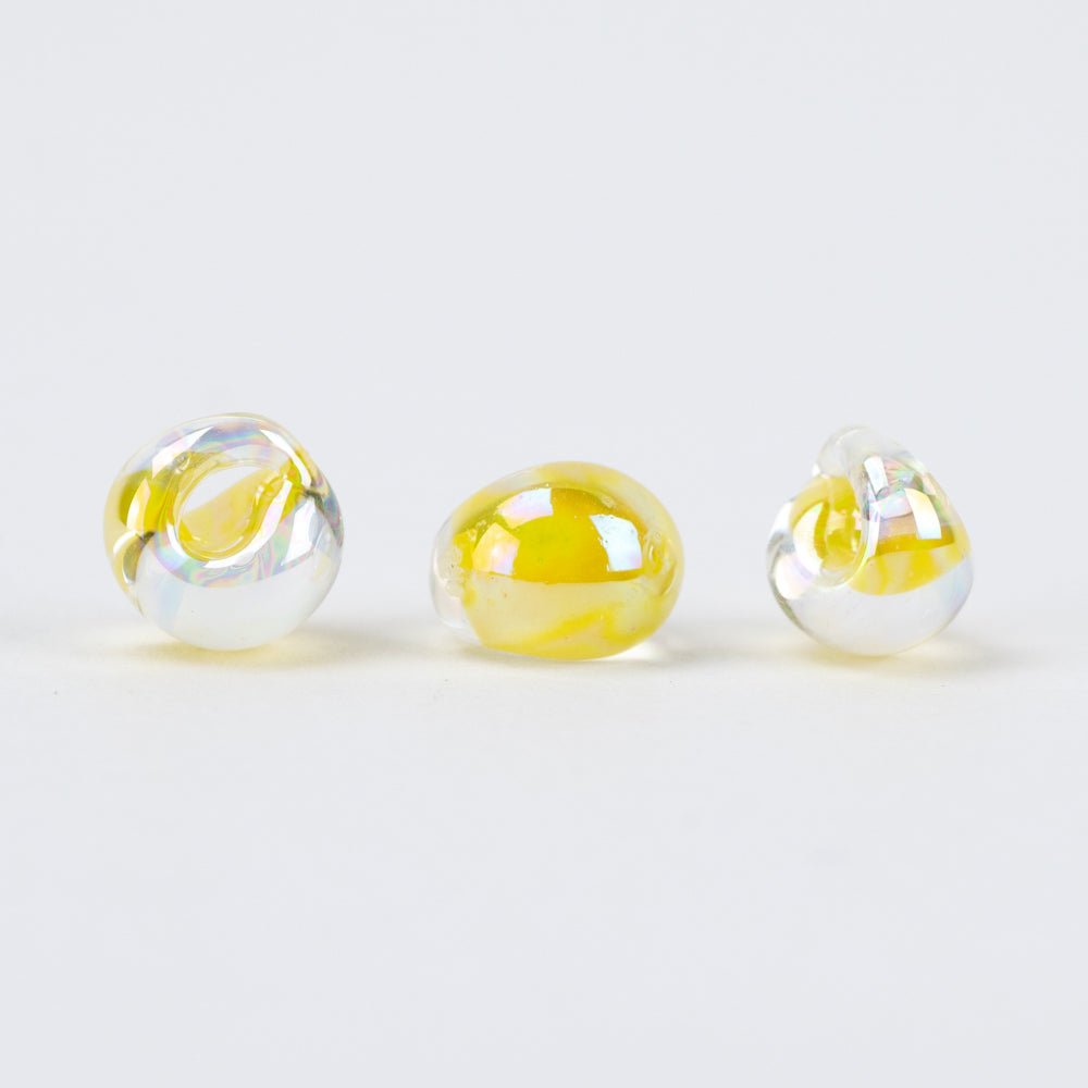 Teardrop Beads - Luster - Lemonade - Handmade Glass Beads - Unicorne Beads