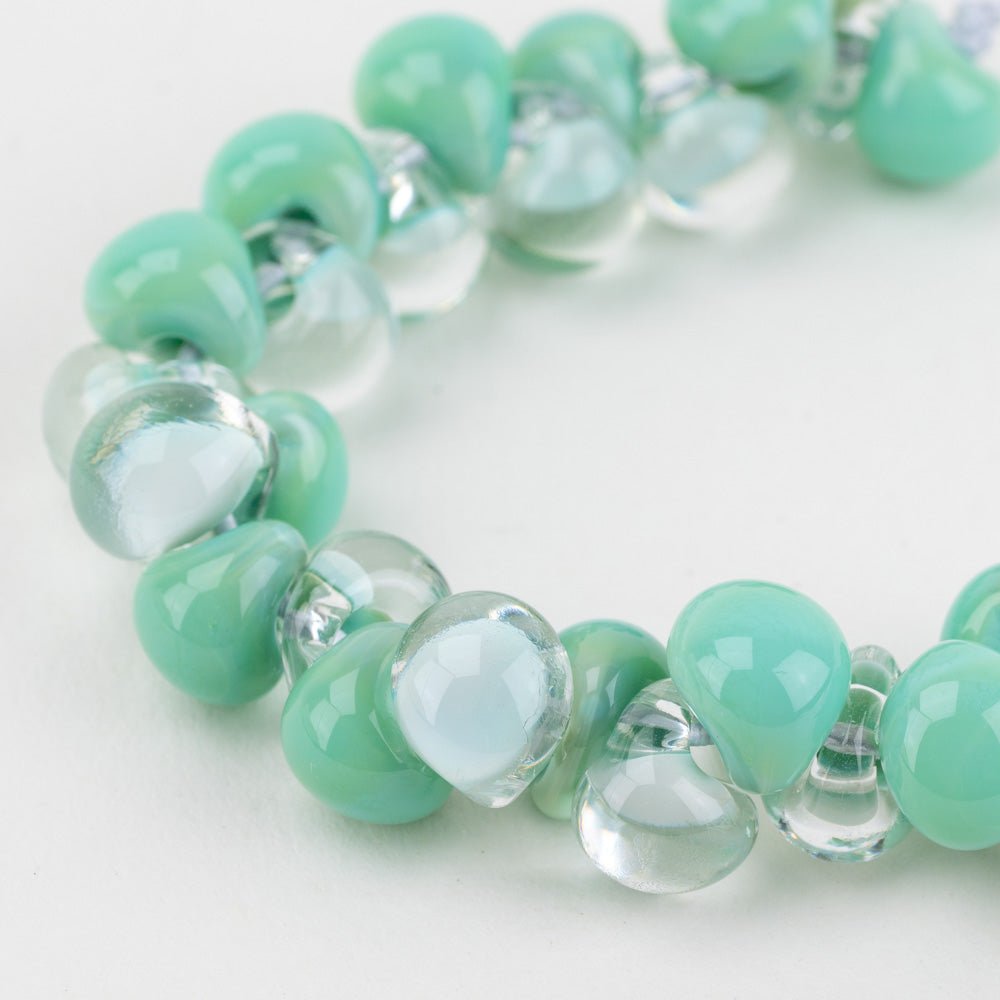 Teardrop Beads - Seafoam Mint - Handmade Glass Beads - Unicorne Beads