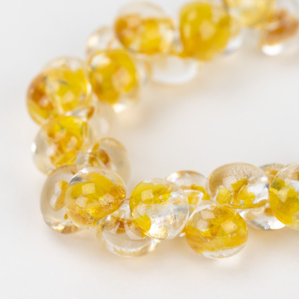 Teardrop Beads - Topaz Token - Handmade Glass Beads - Unicorne Beads