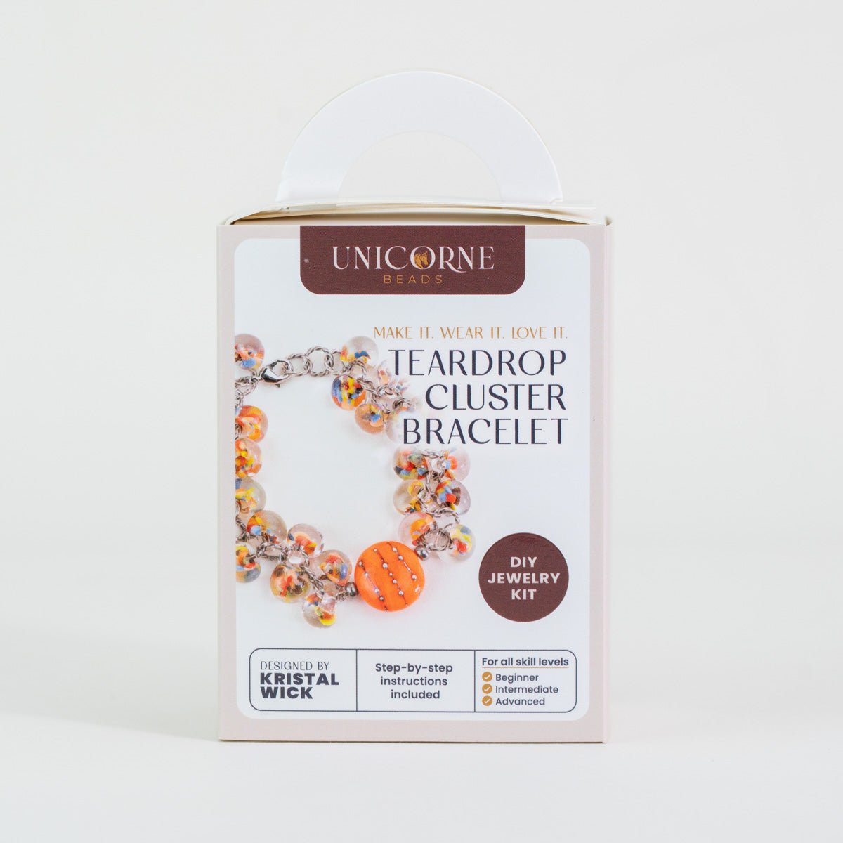 Teardrop cluster bracelet DIY kit in the Bird of Paradise color palette
