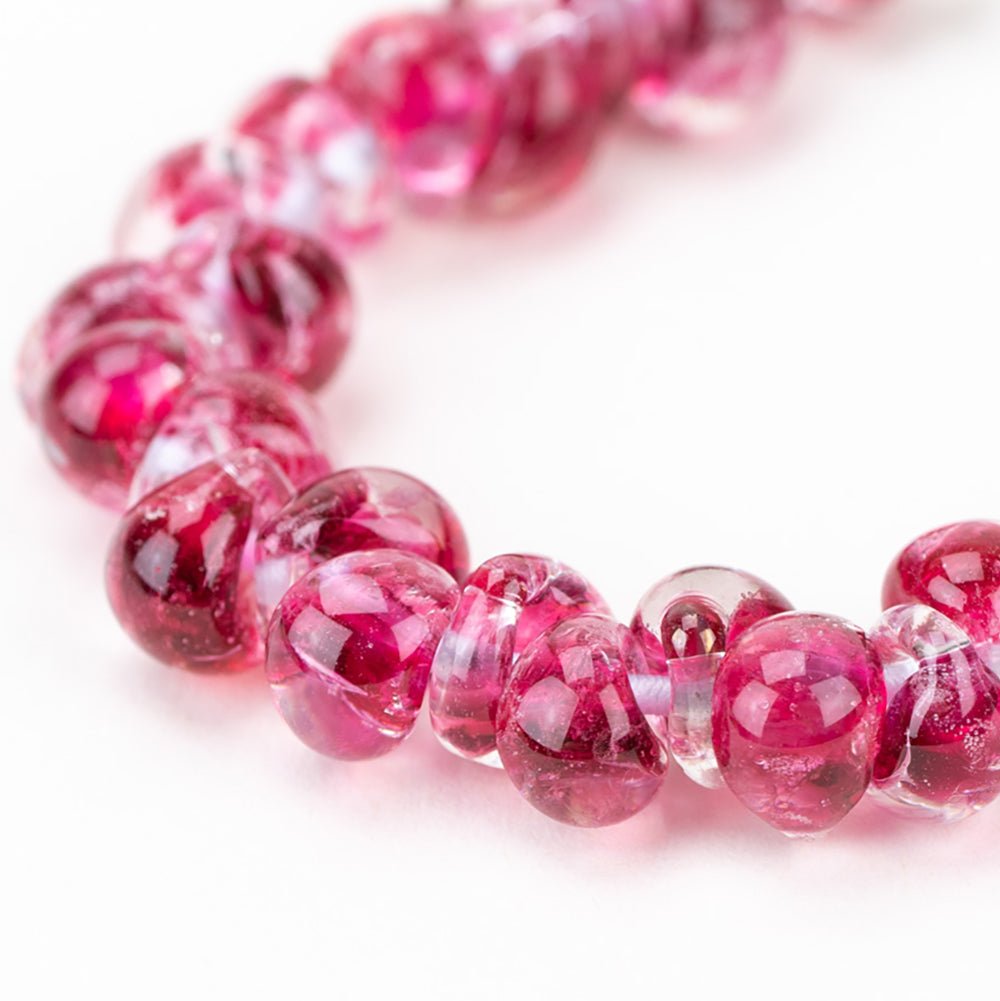 Teardrop - Festive Fuchsia - Handmade Glass Beads - Unicorne Beads