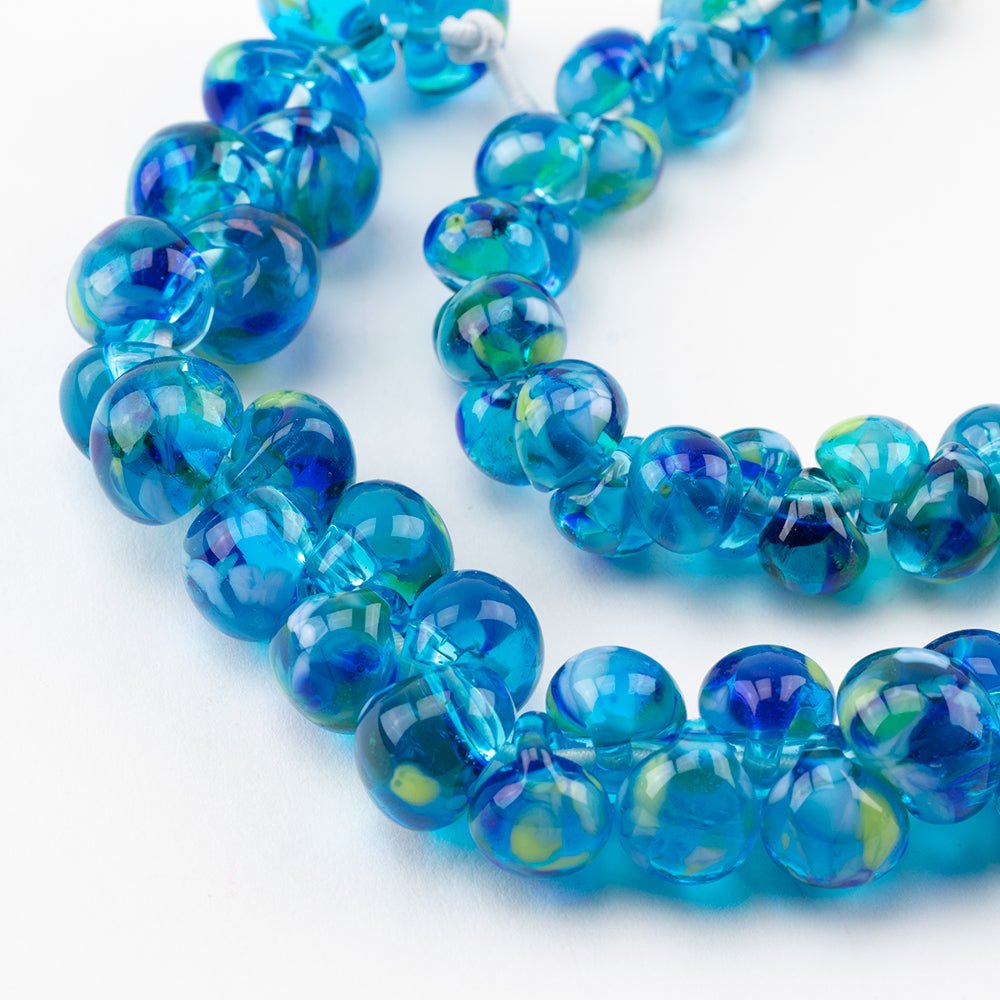 Teardrop Grouping - Azure Blue (2 Strands) - Handmade Glass Beads - Unicorne Beads