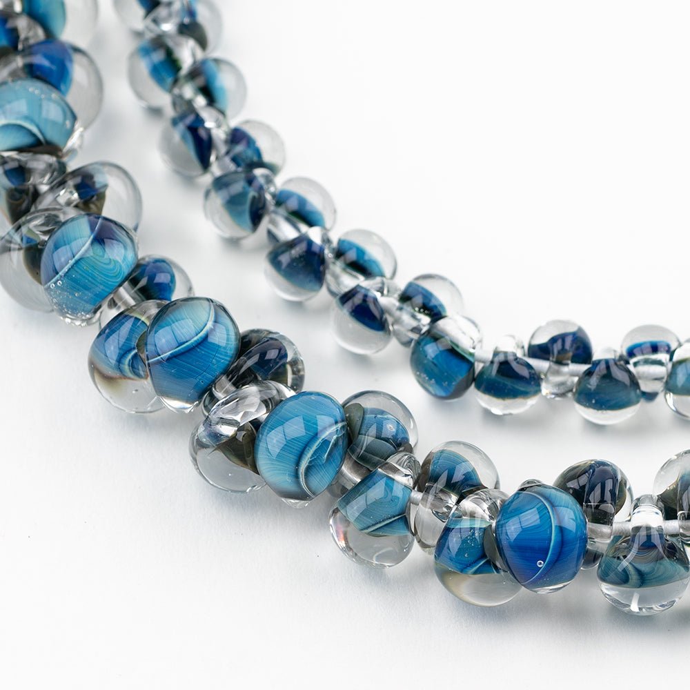 Teardrop Grouping - Blue (2 Strands) - Handmade Glass Beads - Unicorne Beads