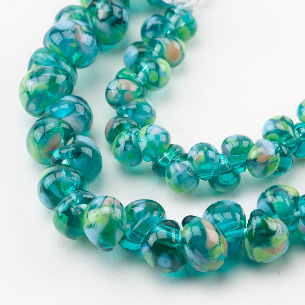 Teardrop Grouping - Capri Sea (2 Strands) - Handmade Glass Beads - Unicorne Beads