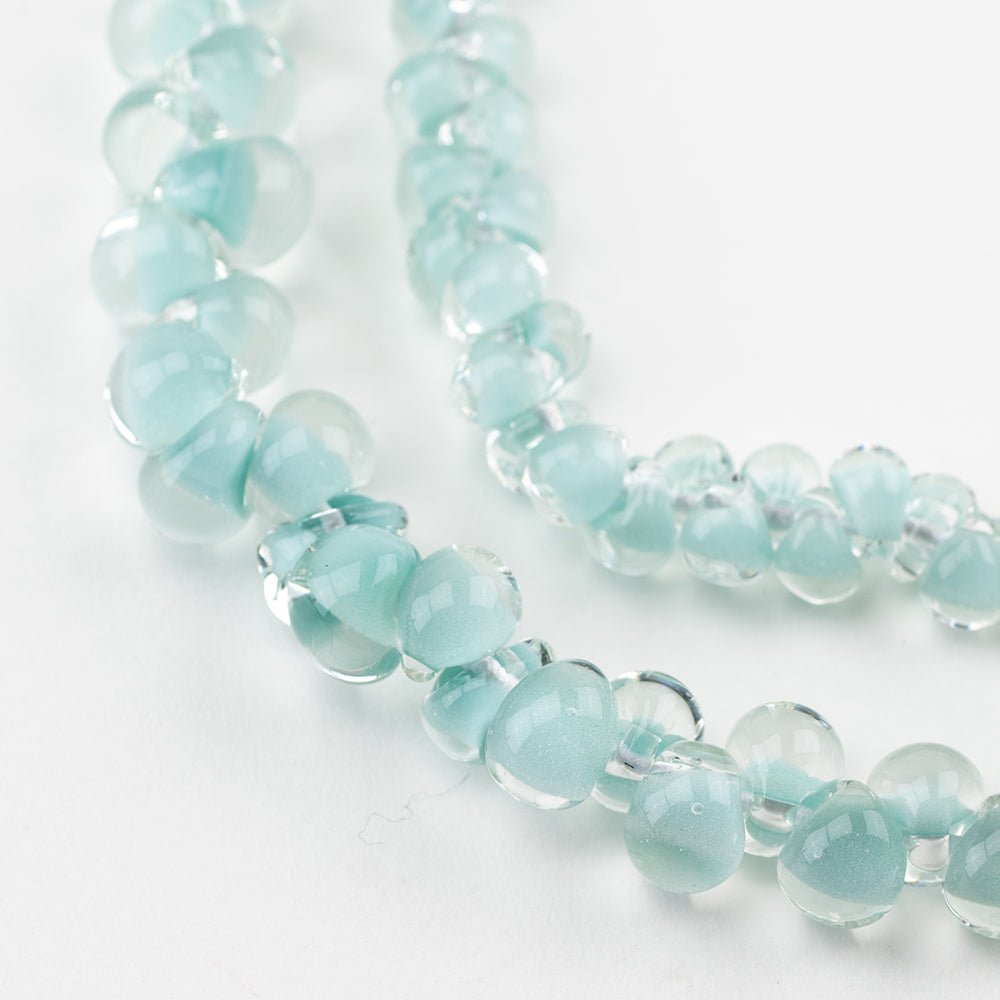 Teardrop Grouping - Carolina Blue (2 Strands) - Handmade Glass Beads - Unicorne Beads