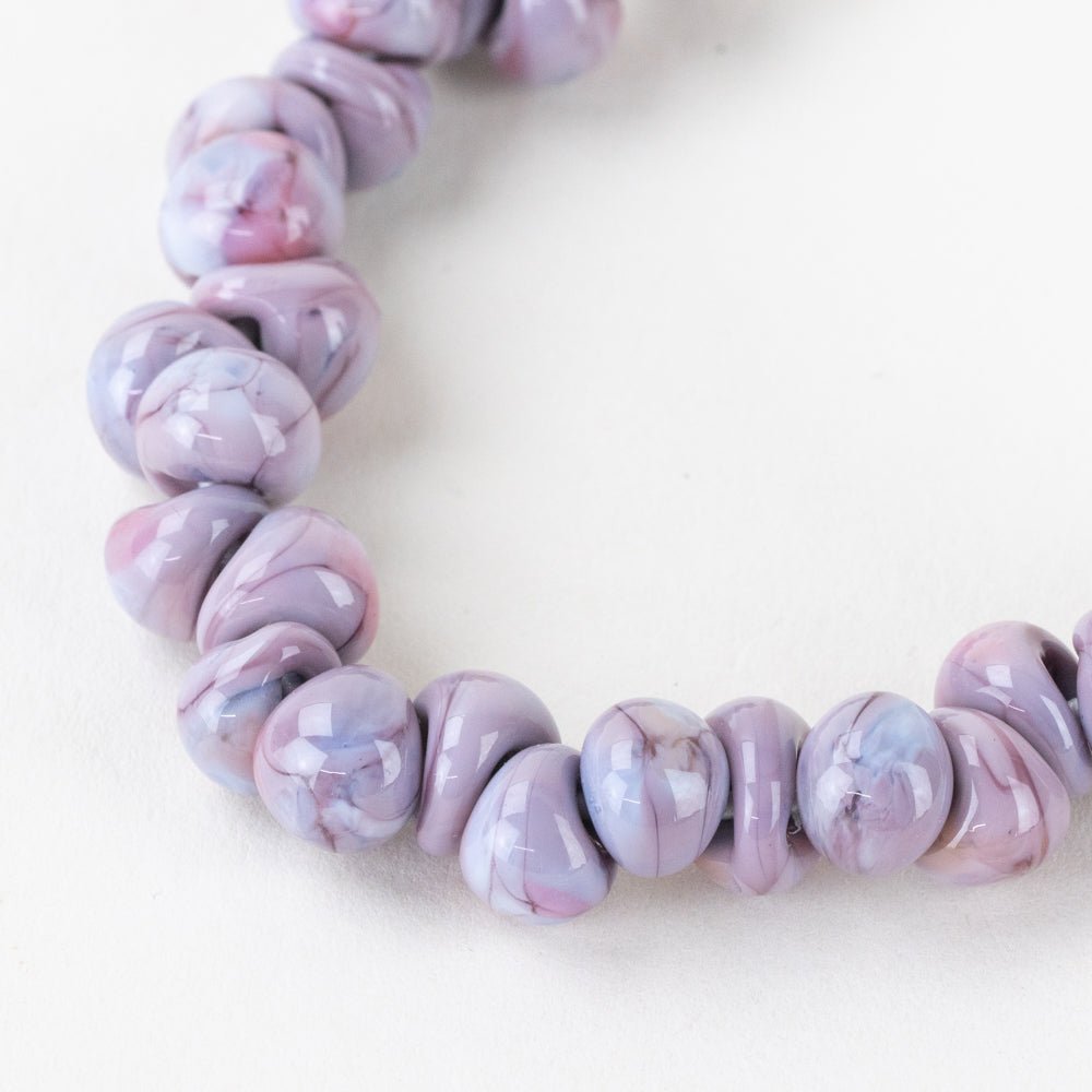 Teardrop - Mini - Marbled Lavender - Handmade Glass Beads - Unicorne Beads