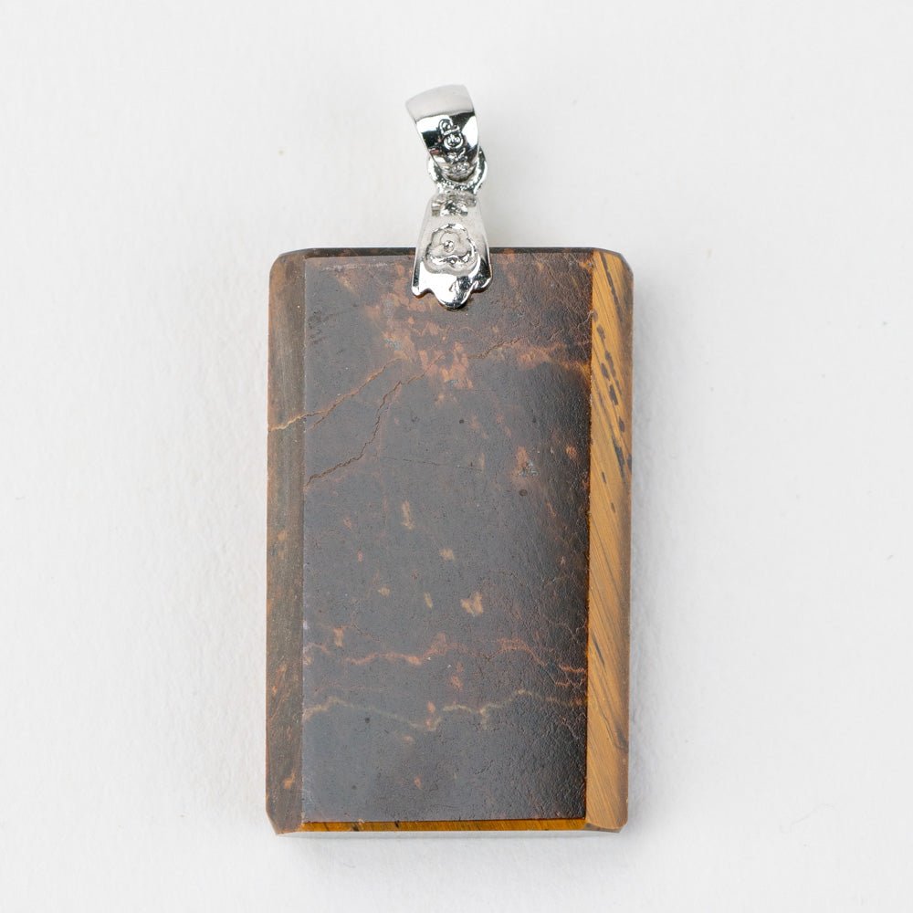 Tiger Eye Rectangle Stone Pendant - Handmade Glass Beads - Unicorne Beads