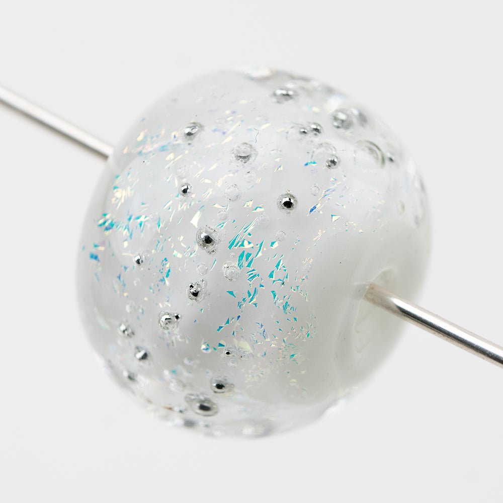 Donut Bead - Silver Series - Small - Bridal Frost - Handmade Glass Beads - Unicorne Beads