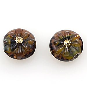 Florin Beads - Vintage - 22K Gold Center - Desert Nights - Premium Glass Beads - Unicorne Beads