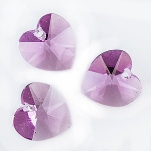 Heart - 10.3 X 10 mm - Light Amethyst (3 pcs) - Handmade Glass Beads - Unicorne Beads