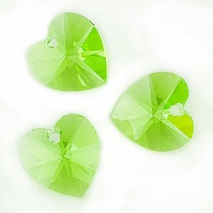 Heart - 10.3 x 10 mm - Peridot (3 pcs) - Handmade Glass Beads - Unicorne Beads