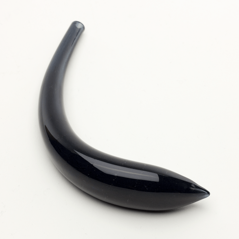 Hollow Crescent Tube - Large - Black Licorice - Handmade Glass Beads - Unicorne Beads