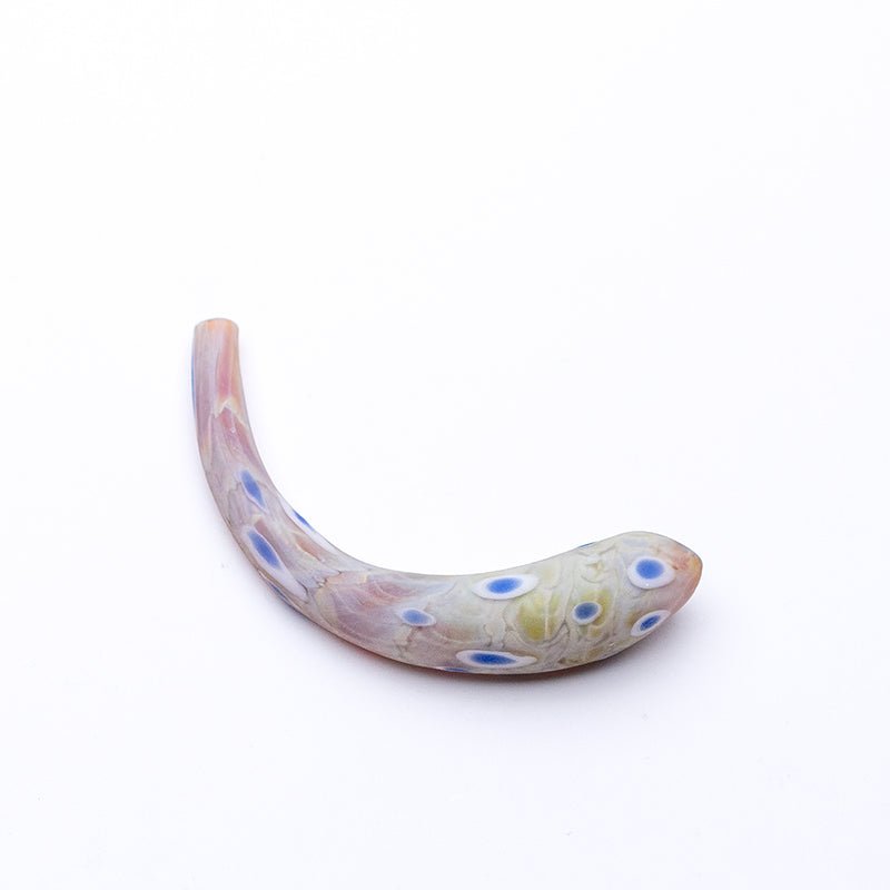 Hollow Crescent Tube - Small - Matte - Peacock - Handmade Glass Beads - Unicorne Beads