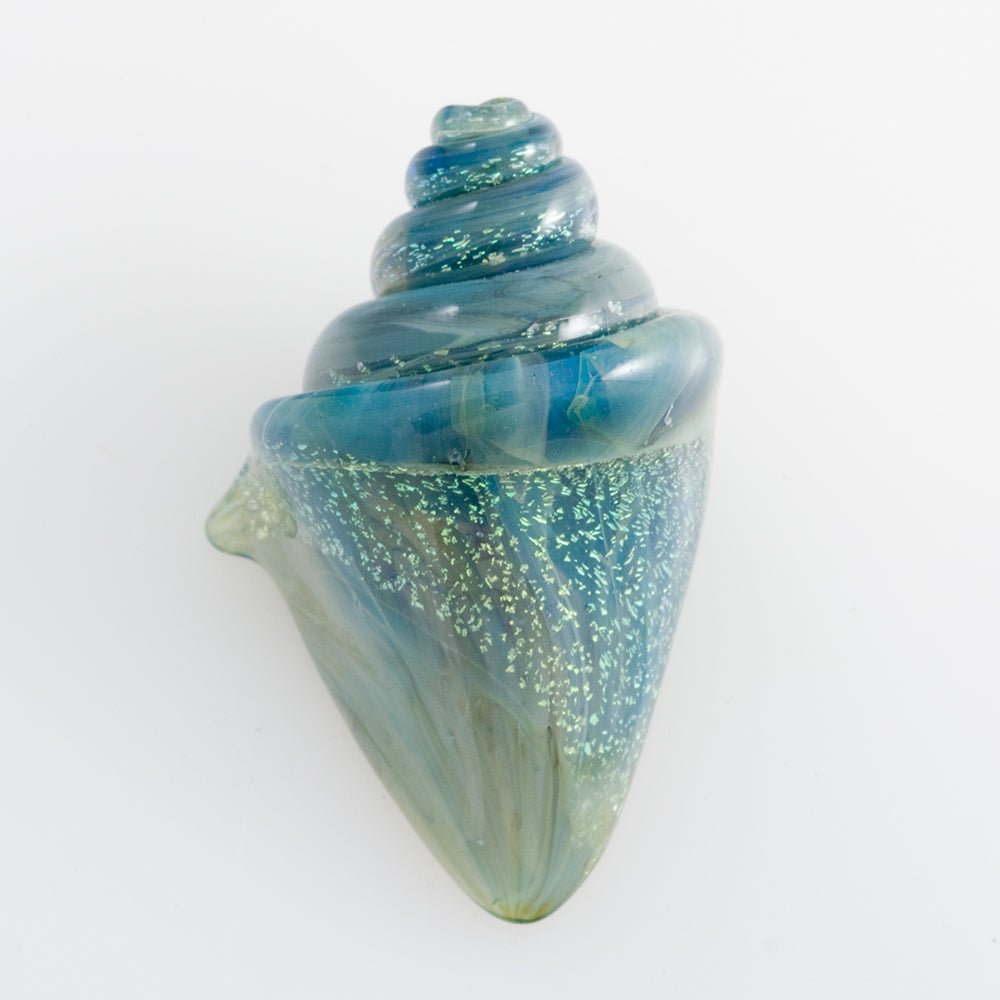 Large Nobilis Seashell Bead - Sea Green Sparkle - Handmade Glass Beads - Unicorne Beads