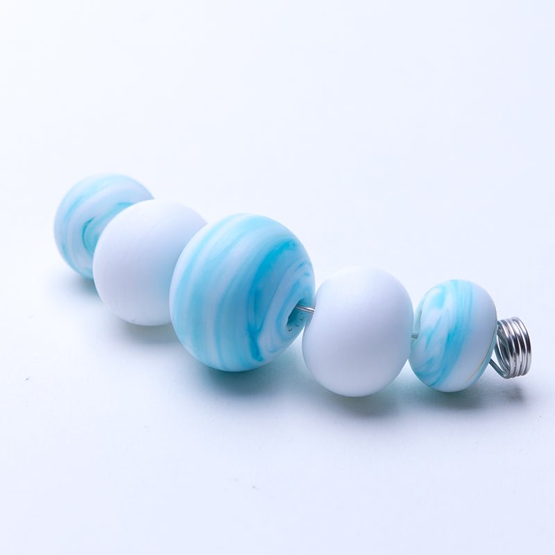 Marble Beads - Aqua Dreams - Handmade Glass Beads - Unicorne Beads