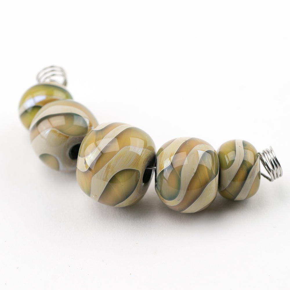 Marble Beads - Jungle - Handmade Glass Beads - Unicorne Beads