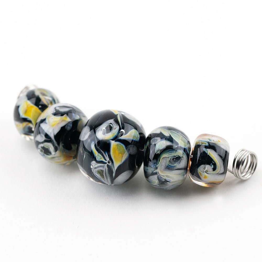 Marble Beads - Smoke on the Water - Handmade Glass Beads - Unicorne Beads