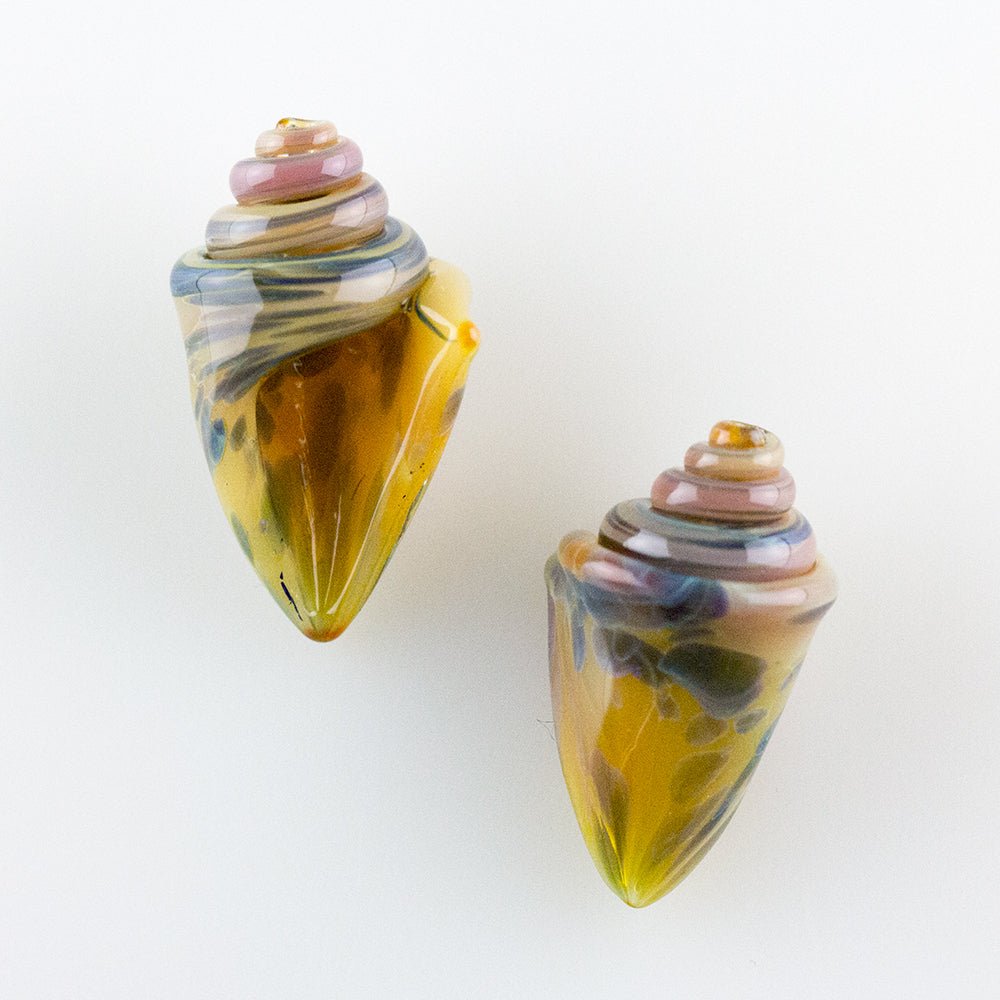 Nobilis Seashell Beads - Small - Aquatic Amber - Handmade Glass Beads - Unicorne Beads