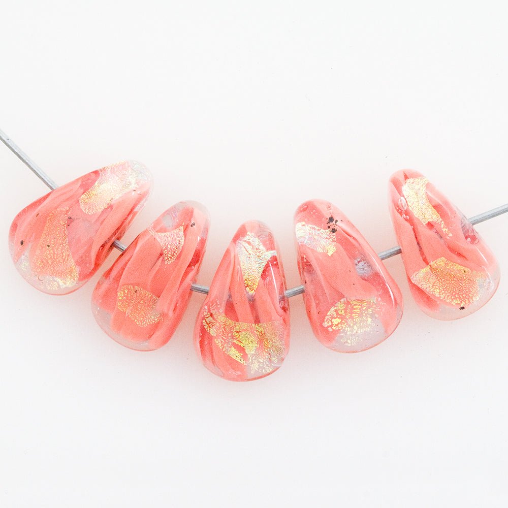 Petal Beads - Pink Ginger - Handmade Glass Beads - Unicorne Beads