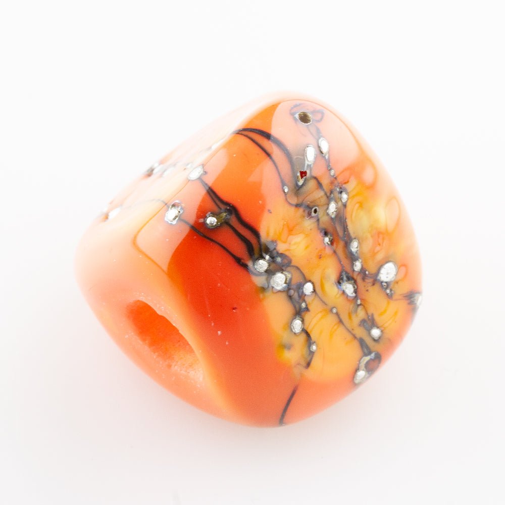 Prism Bead - Silver Series - Tangerine Tango - Handmade Glass Beads - Unicorne Beads