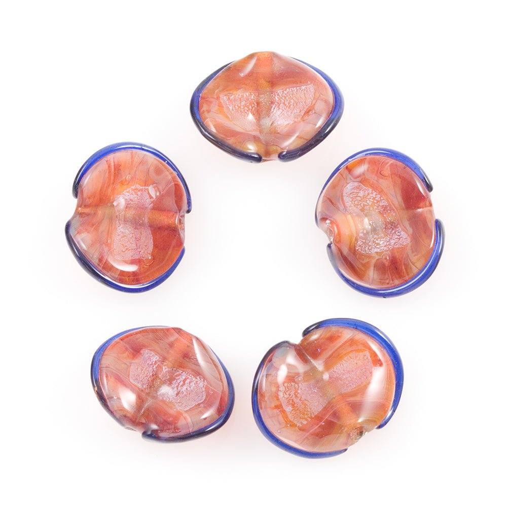 Seashell Beads - Crimson Red - Handmade Glass Beads - Unicorne Beads