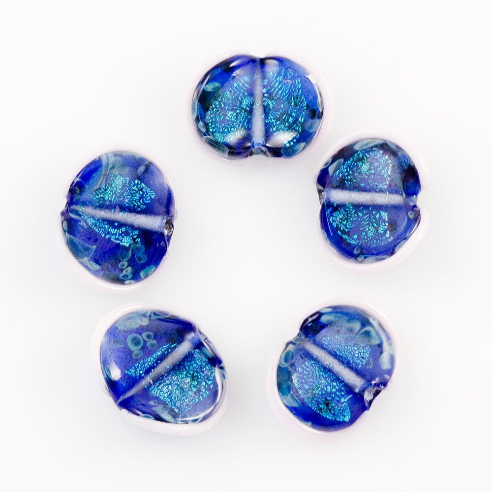 Seashell Beads - Evening Blue - Handmade Glass Beads - Unicorne Beads