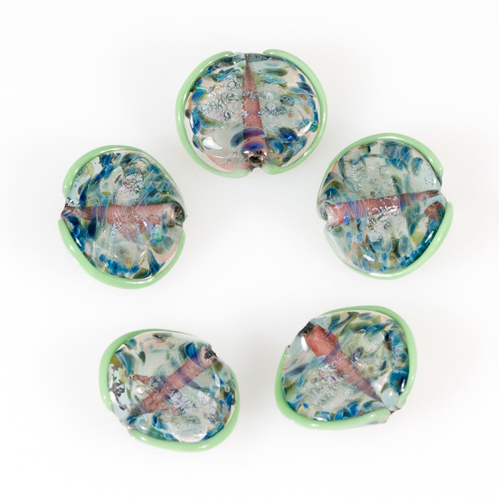 Seashell Beads - Waterlilys - Handmade Glass Beads - Unicorne Beads