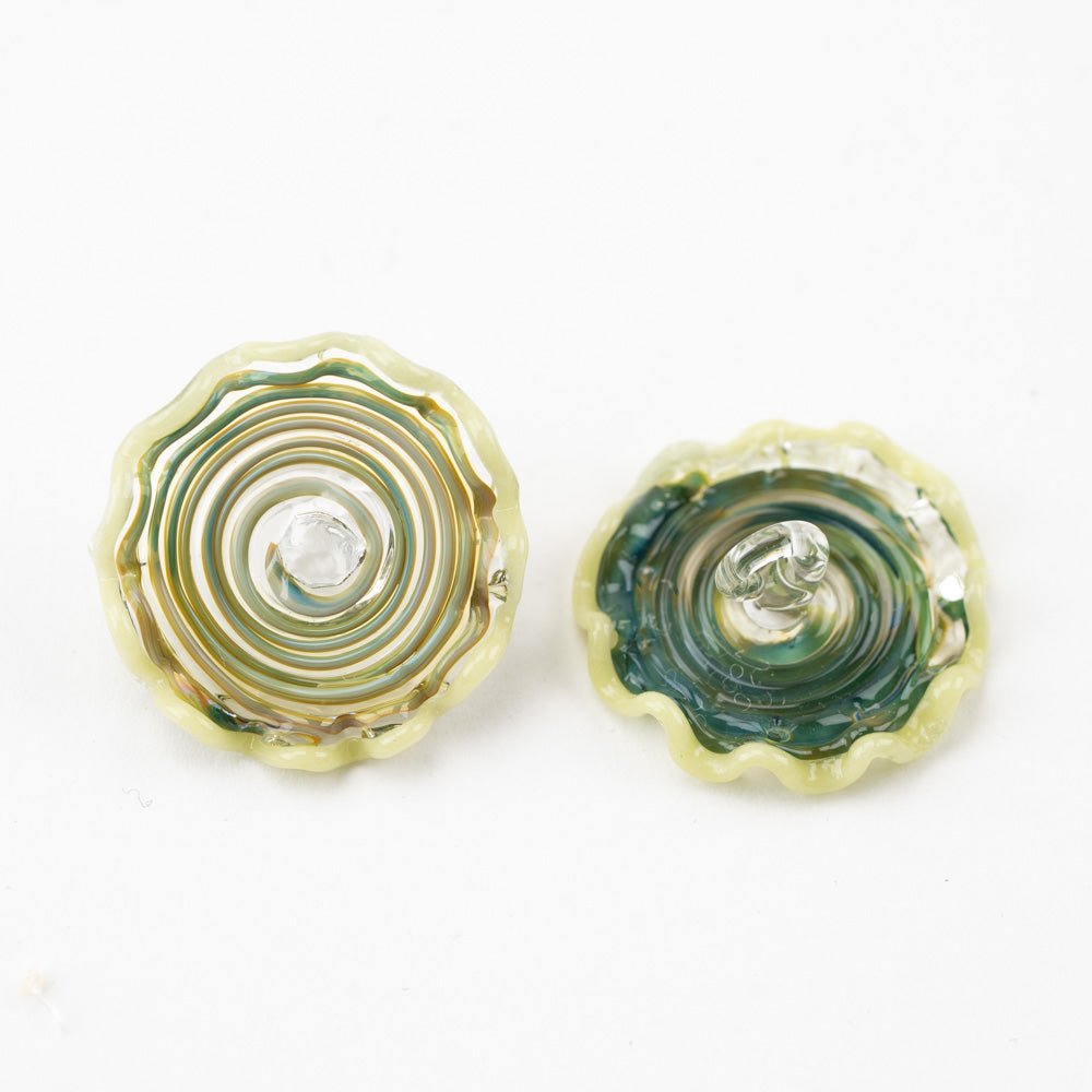 Swirl Button - Spring Green - Premium Glass Beads - Unicorne Beads