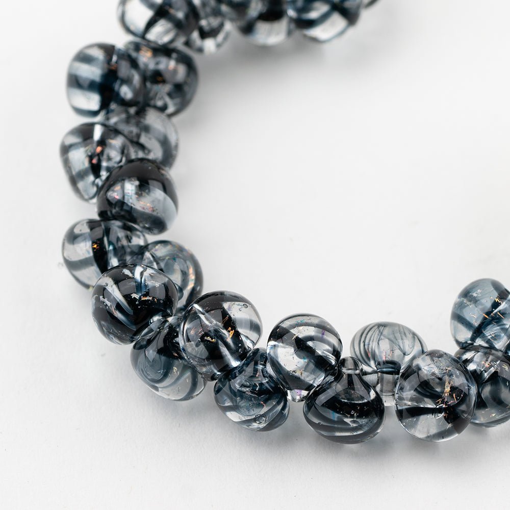 Teardrop Beads - Black Smoke - Handmade Glass Beads - Unicorne Beads