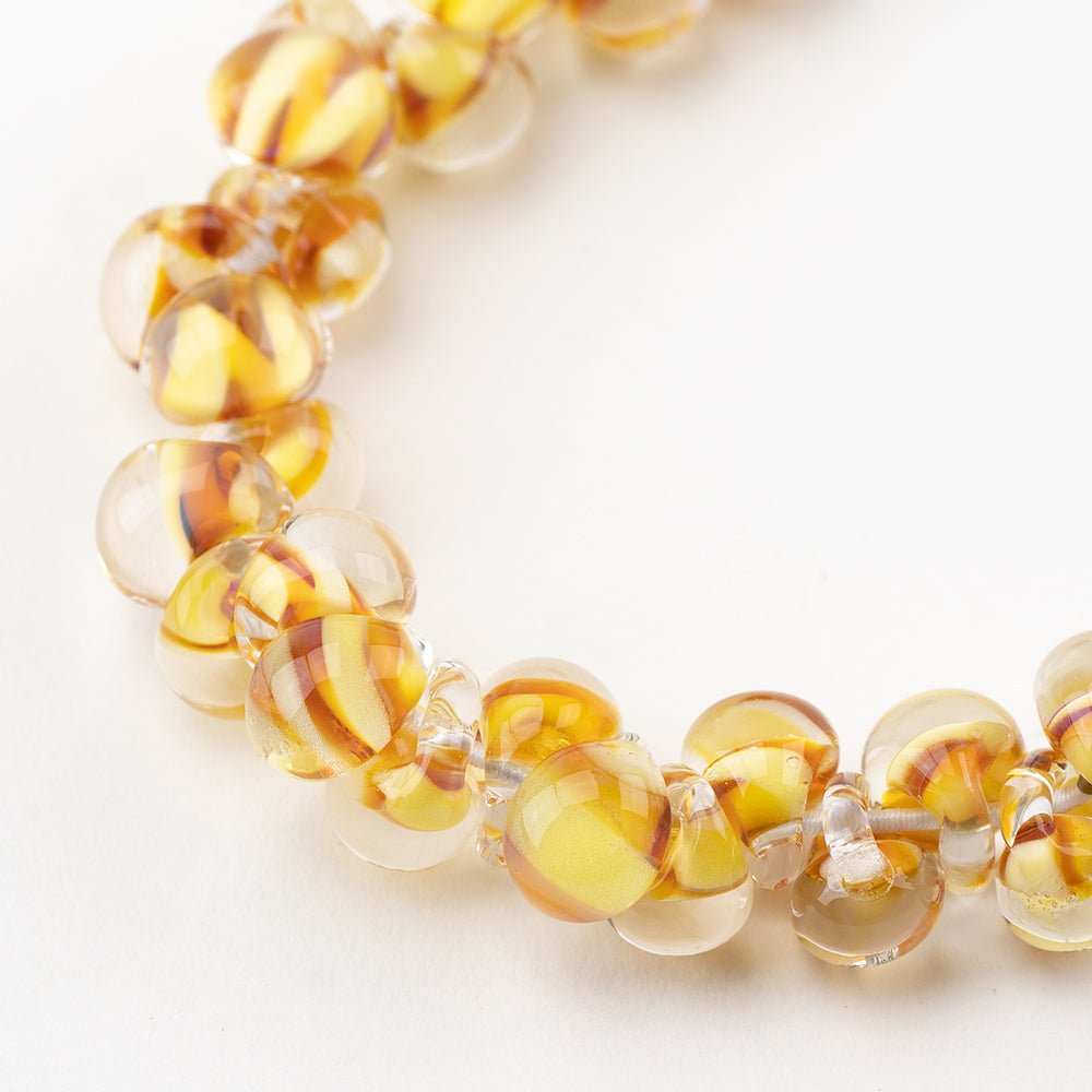 Teardrop Beads - Caramel Popcorn - Handmade Glass Beads - Unicorne Beads