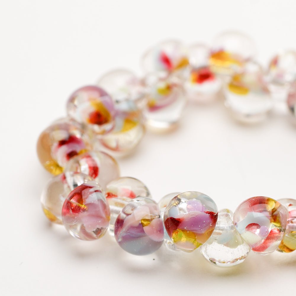 Teardrop Beads - Floral Lust - Handmade Glass Beads - Unicorne Beads