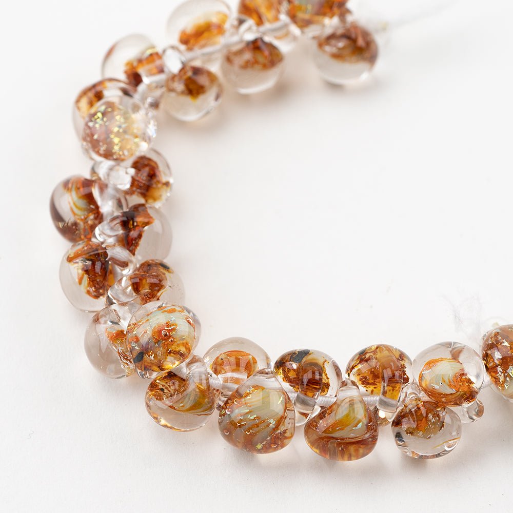 Teardrop Beads - Glitter - Midnight Spell - Handmade Glass Beads - Unicorne Beads