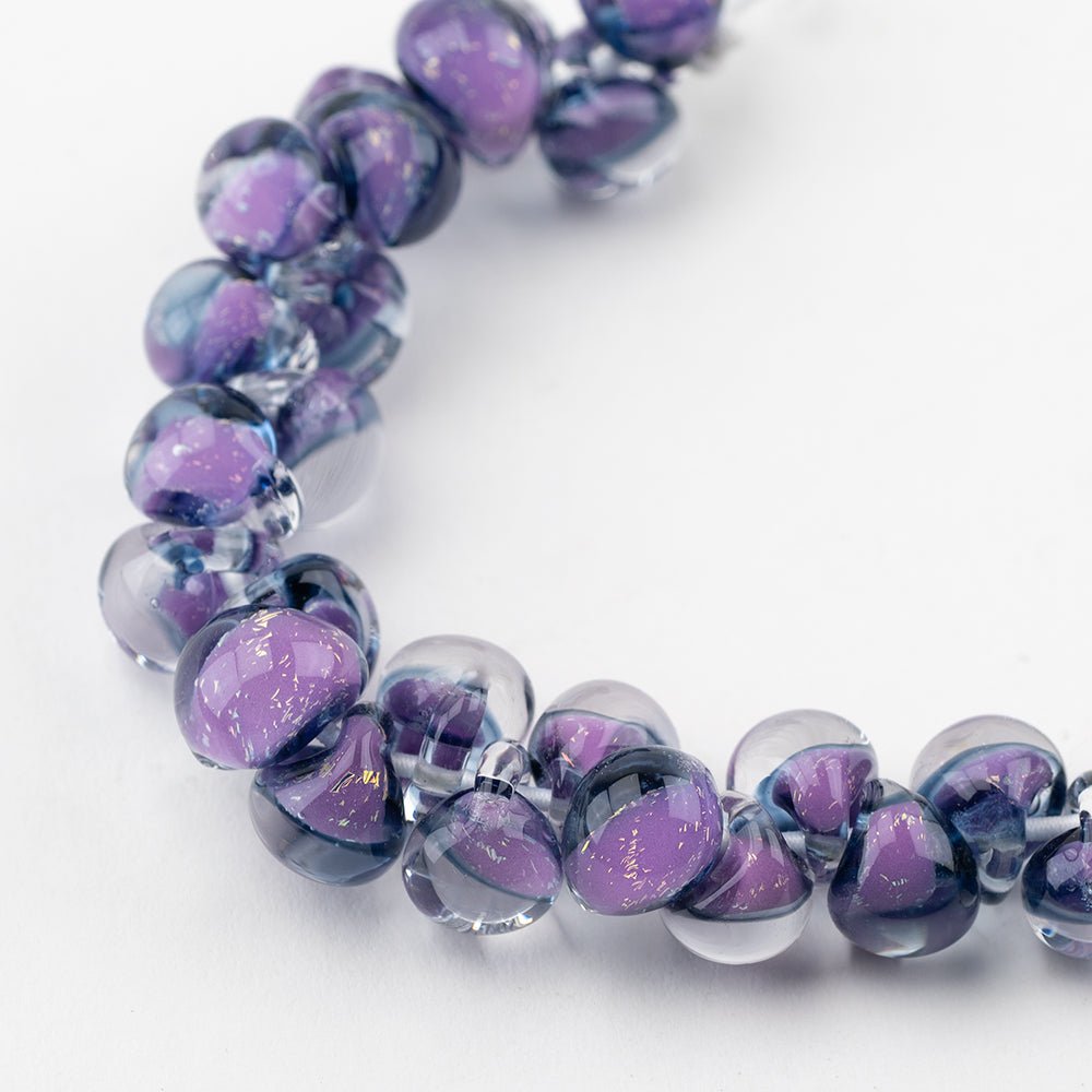Teardrop Beads - Glitter - Twilight - Handmade Glass Beads - Unicorne Beads