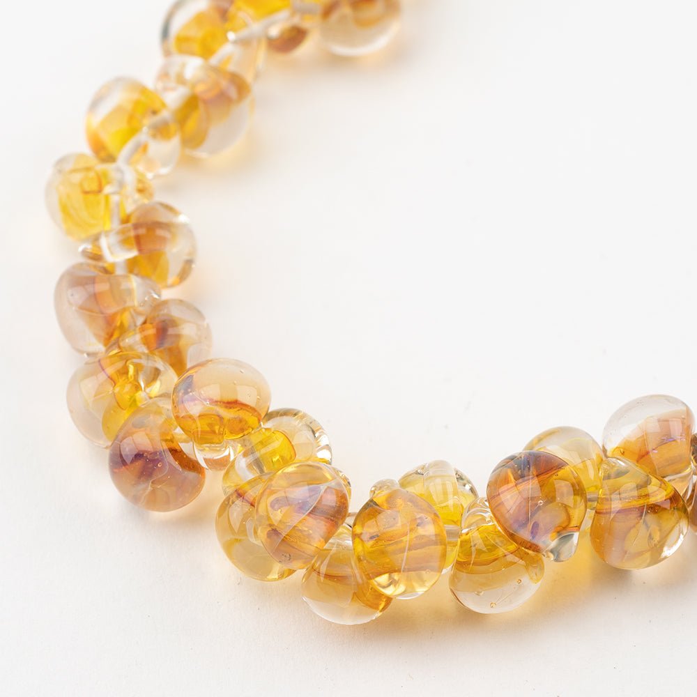 Teardrop Beads - Honey Crystal - Handmade Glass Beads - Unicorne Beads