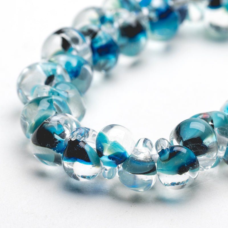 Teardrop Beads - Marine - Handmade Glass Beads - Unicorne Beads