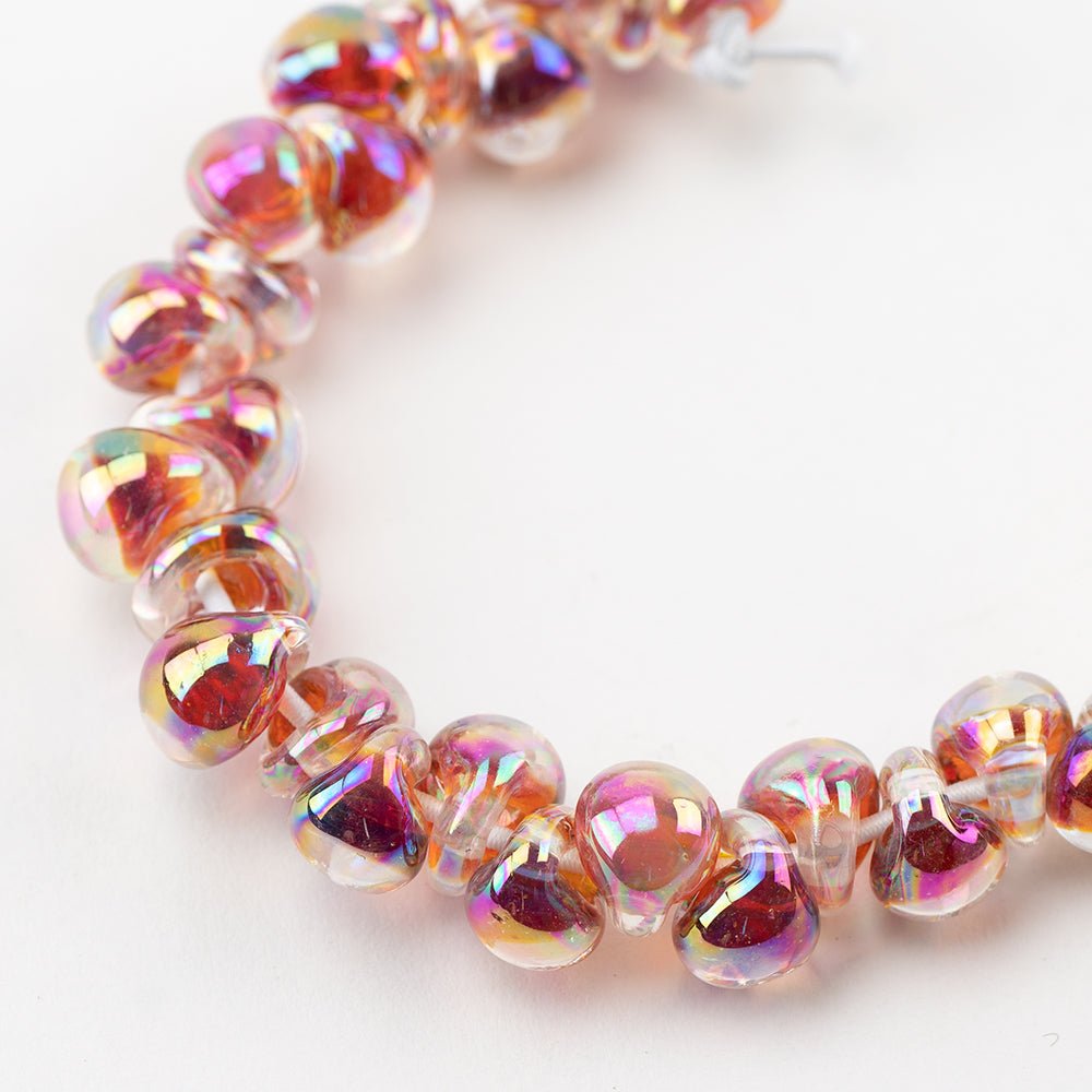Teardrop Beads - Metallic - Fire Ember - Handmade Glass Beads - Unicorne Beads