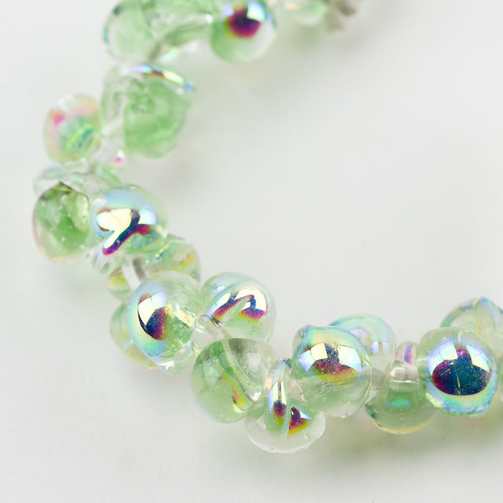 Teardrop Beads - Metallic - Honeydew Shimmer - Handmade Glass Beads - Unicorne Beads