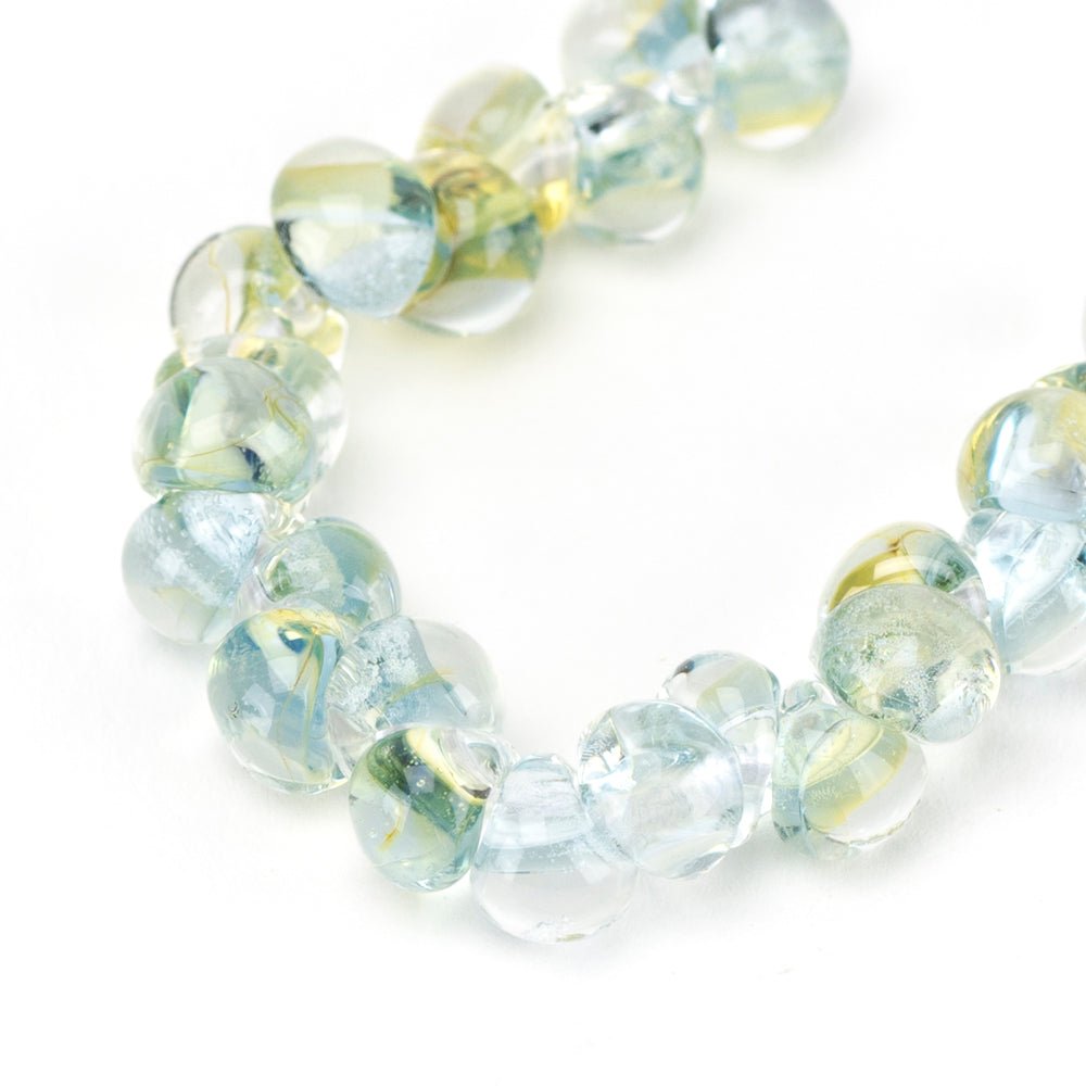 Teardrop Beads - Mini - Blue Watercolor - Handmade Glass Beads - Unicorne Beads