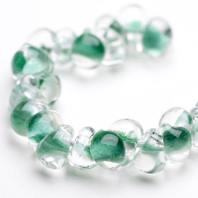 Teardrop Beads - Mini - Crisp Mint - Handmade Glass Beads - Unicorne Beads