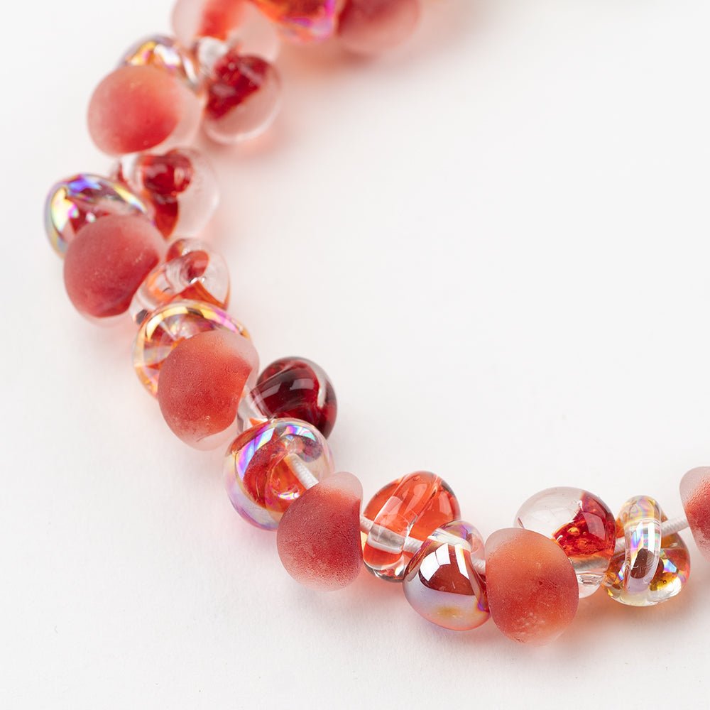 Teardrop Beads - Mix - Coral Shade - Handmade Glass Beads - Unicorne Beads