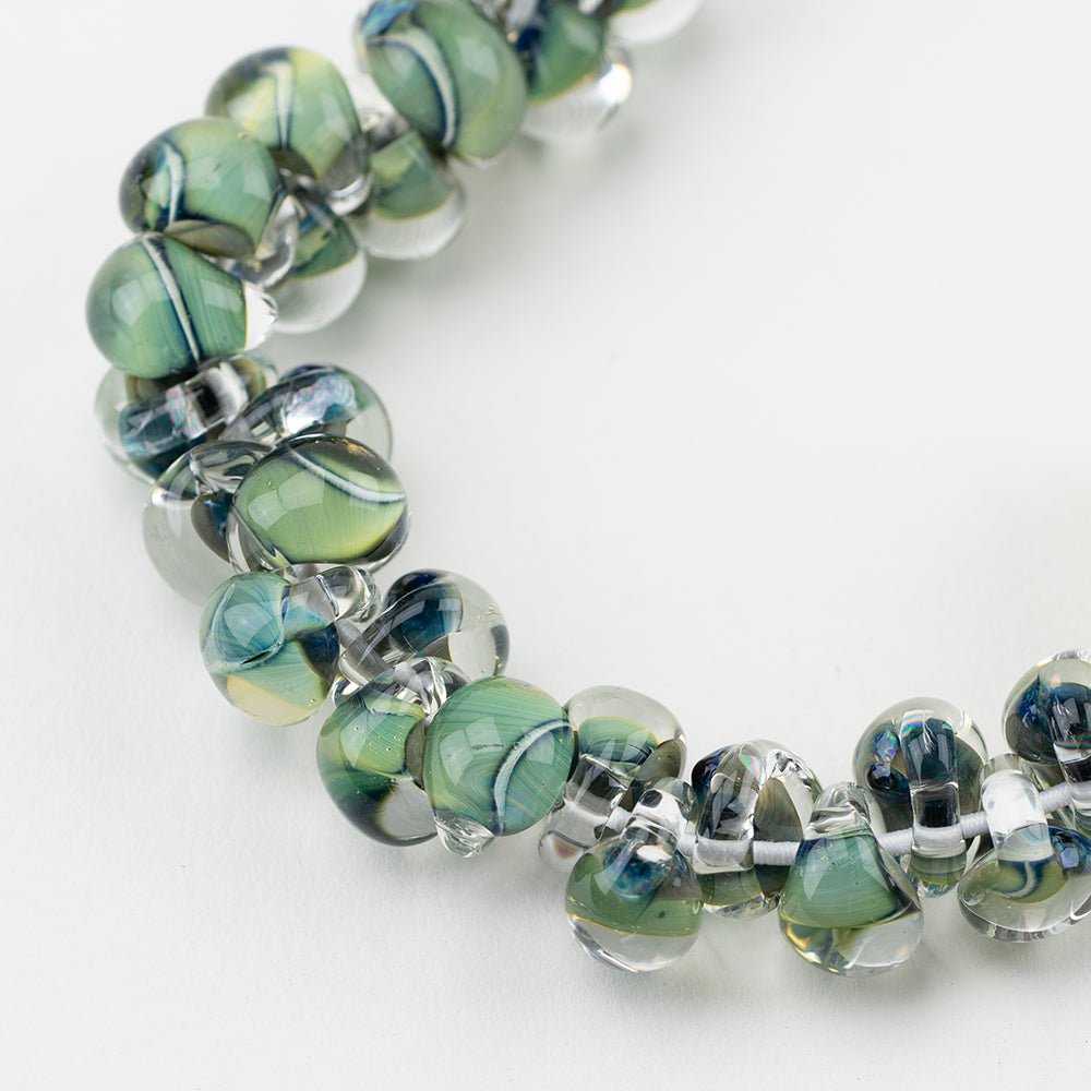 Teardrop Beads - Olive Green - Handmade Glass Beads - Unicorne Beads