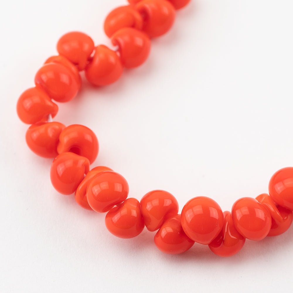 Teardrop Beads - Orange Gerbera - Handmade Glass Beads - Unicorne Beads