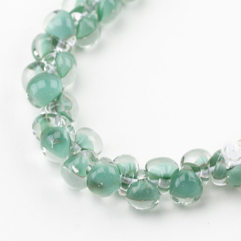 Teardrop Beads - Sea Grass - Handmade Glass Beads - Unicorne Beads
