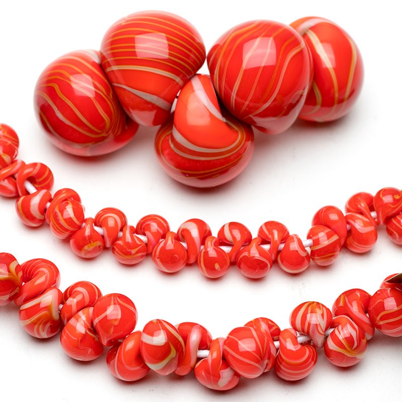 Teardrop Grouping - Goldfish (3 Strands) - Handmade Glass Beads - Unicorne Beads