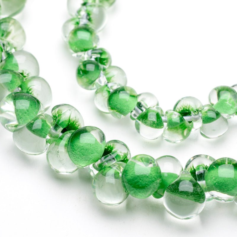 Teardrop Grouping - Lime (2 Strands) - Handmade Glass Beads - Unicorne Beads