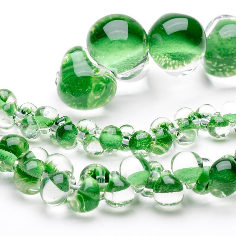 Teardrop Grouping - Lime (3 Strands) - Handmade Glass Beads - Unicorne Beads