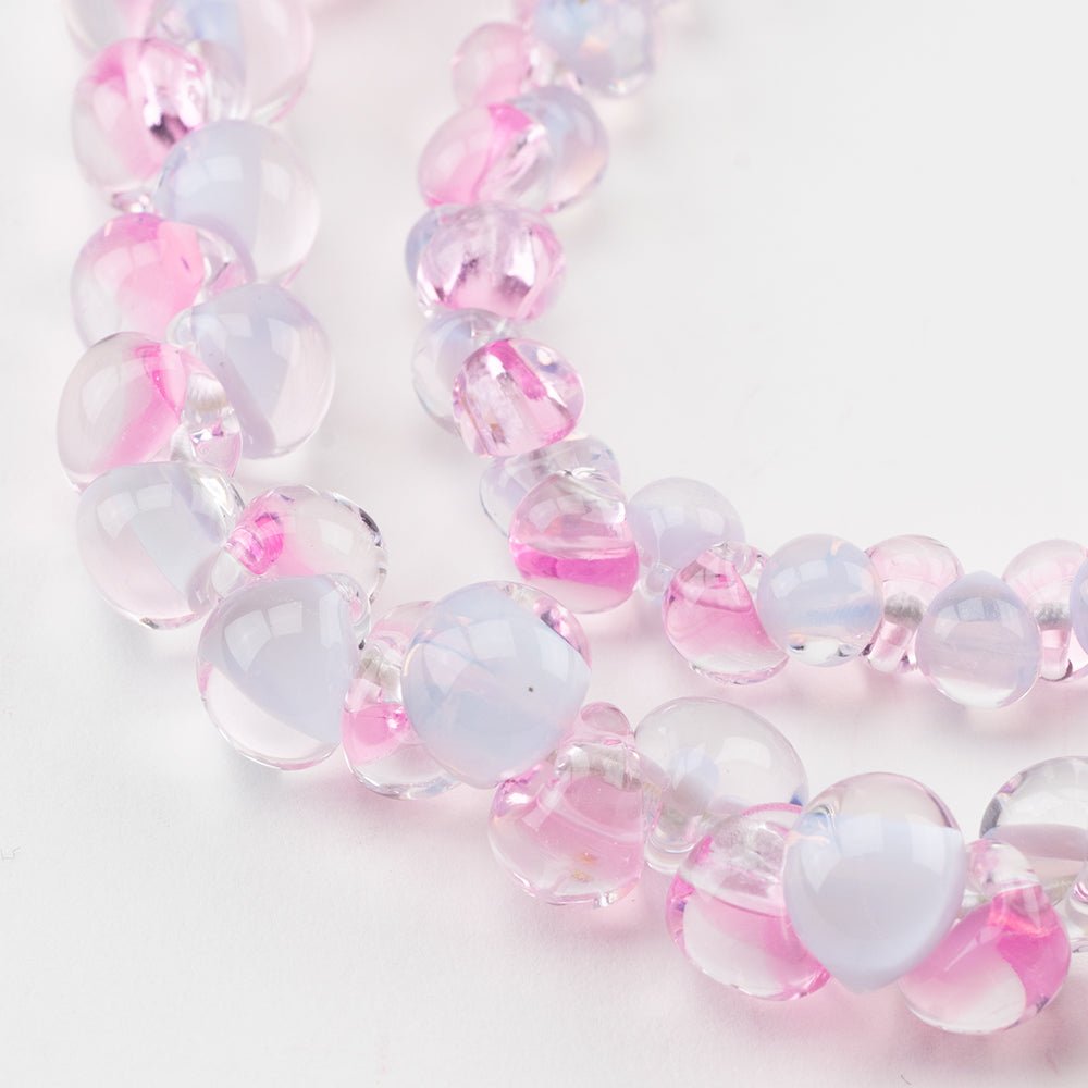 Teardrop Grouping - Silky Rose (2 Strands) - Handmade Glass Beads - Unicorne Beads