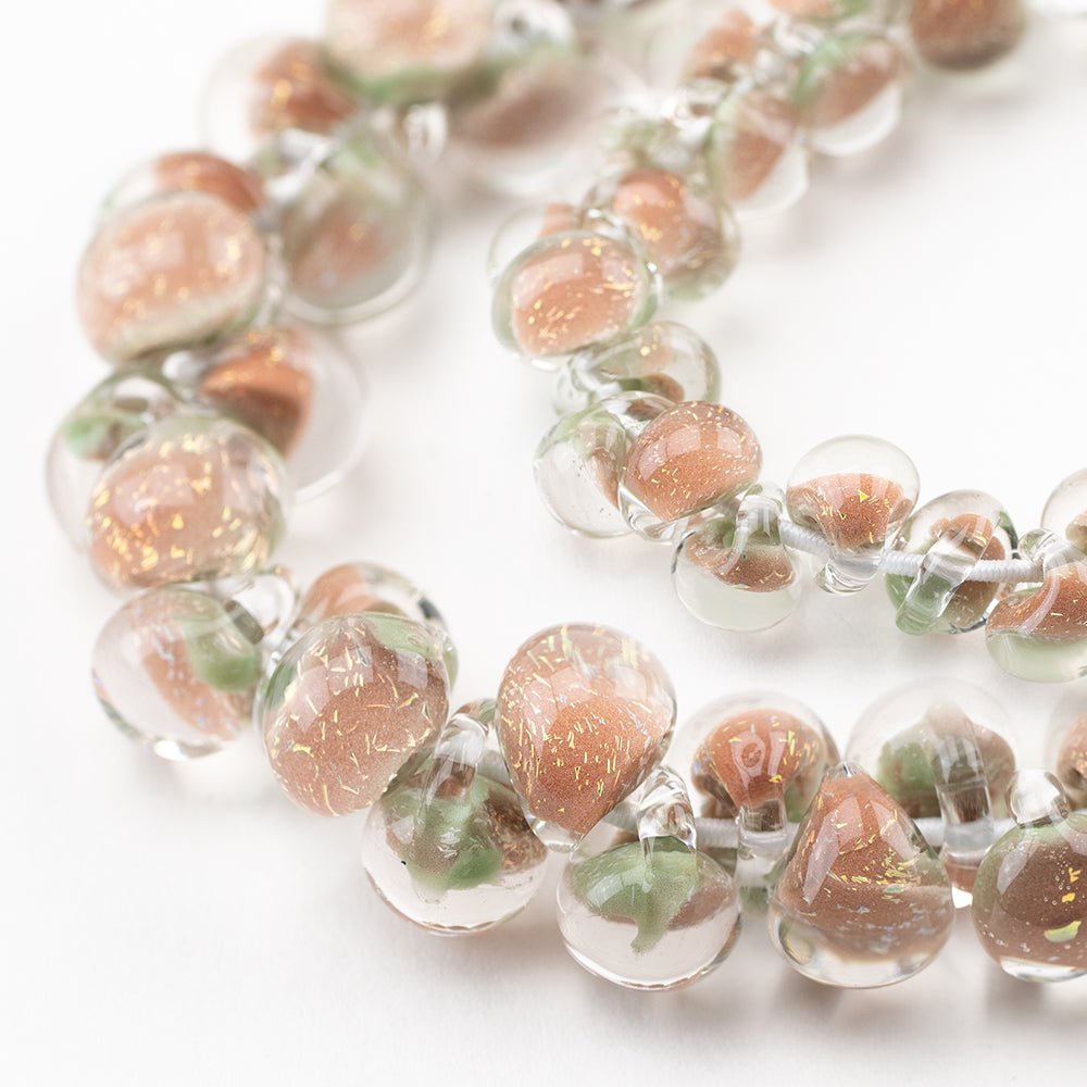 Teardrop Grouping - Strawberry Cream (2 Strands) - Handmade Glass Beads - Unicorne Beads