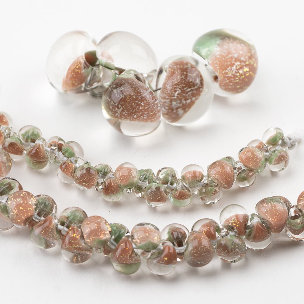 Teardrop Grouping - Strawberry Cream (3 Strands) - Handmade Glass Beads - Unicorne Beads