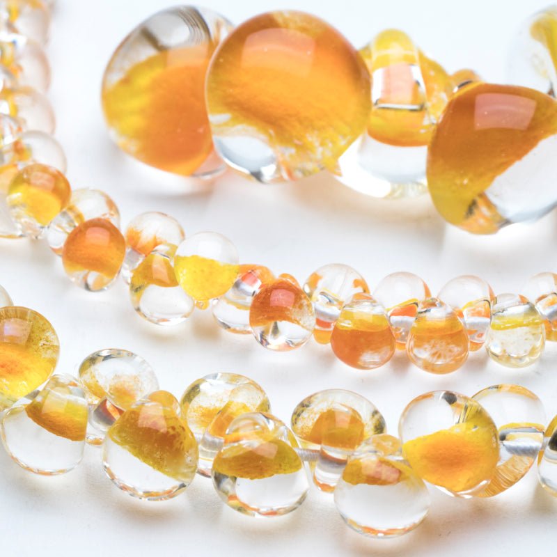 Teardrop Grouping - Sunkist (3 Strands) - Handmade Glass Beads - Unicorne Beads